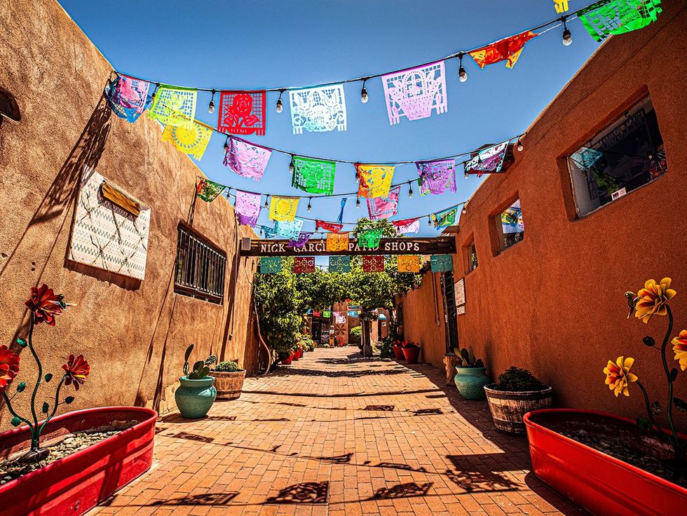 Poco Apoco Plaza in the historic Old Town section of Albuquerque New Mexico