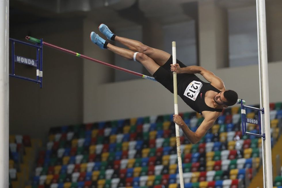 pole vaulting during Turkish Athletic Federation Combined Track and Field Competitions