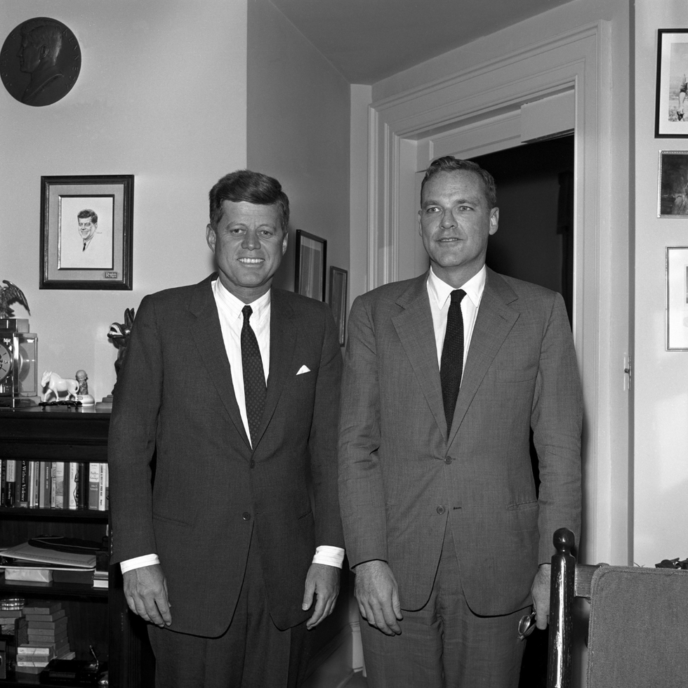 President John F. Kennedy and Lem Billings in the White House, 1962