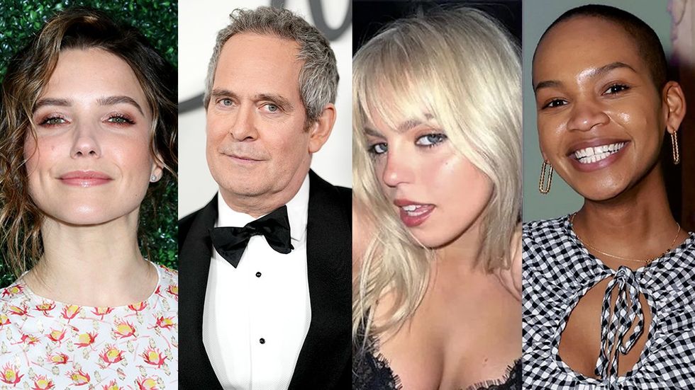 queer celebrities coming out 2024: (L-R) Sophia Bush, Tom Hollander, Rene\u00e9 Rapp, Bethany Antonia