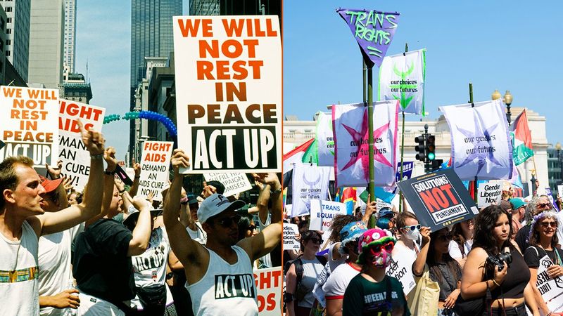 queer protest LGBTQIA marches AIDS HIV ACT UP NYC 1993 Gender Liberation Washington DC 2024