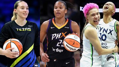 Queer Unrivaled players Paige Bueckers Alyssa Thomas  and Courtney Williams and Natisha Hiedeman.