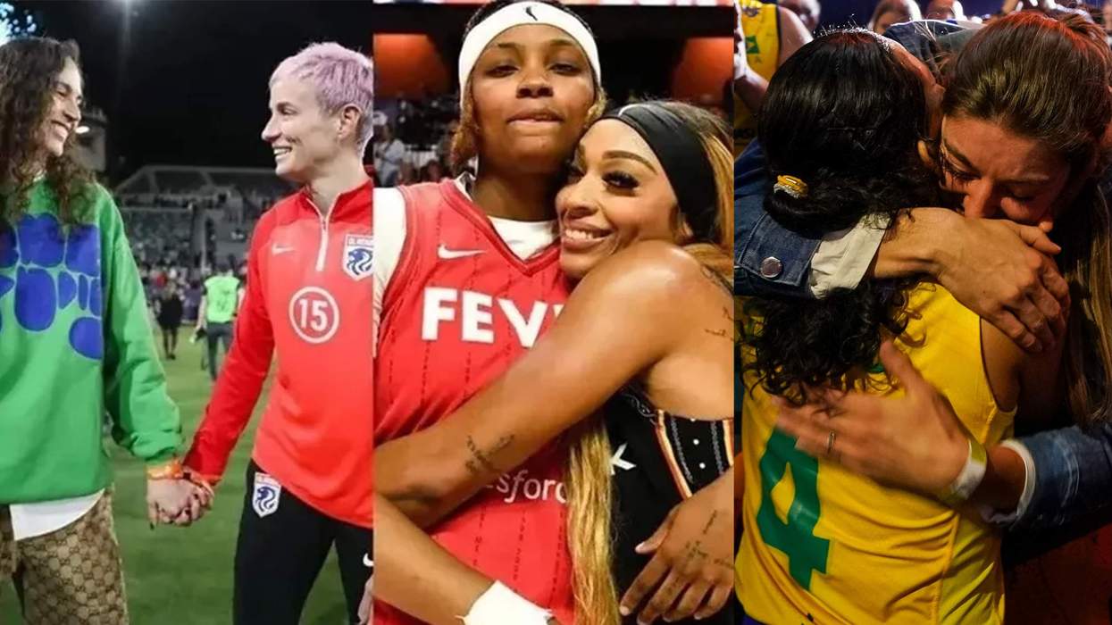 Rafaelle Souza and Halie Mace; DiJonai Carrington and NaLyssa Smith; and Anne Buijs and Ana Carolina da Silva