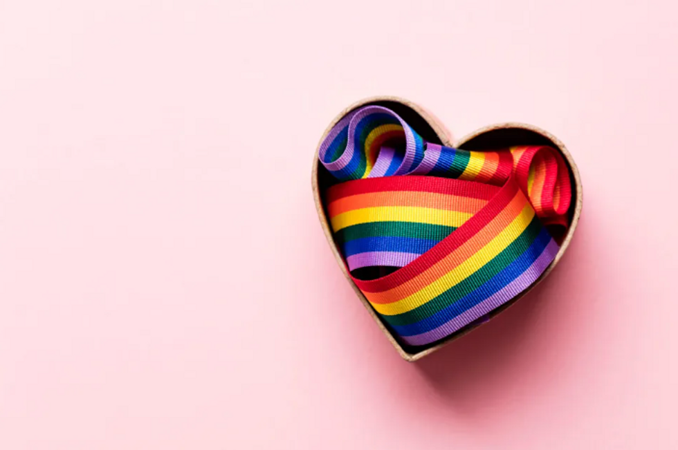 rainbow ribbon in a heart
