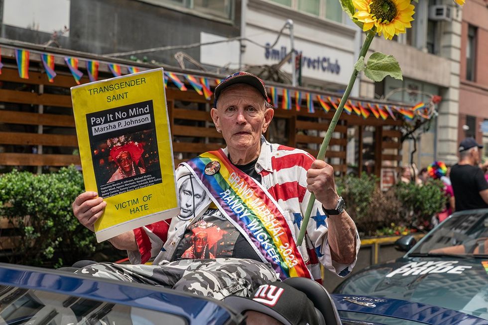 Randy Wicker Grand Marshal of 2023 New York City Pride March attends parade on Fifth Avenue on Manhattan in New York on June 25, 2023.