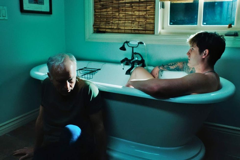 Reed Birney as Hank Grant and Kieron Moore as Aaron Eagle in Blue Film