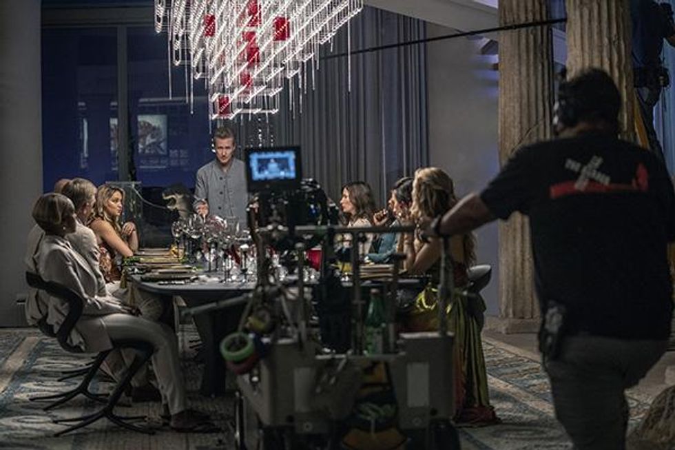 Rian Johnson and and the cast of Glass Onion: A Knives Out Story