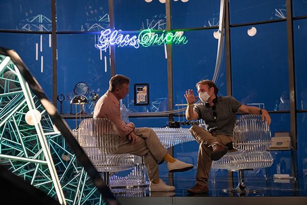 Rian Johnson and Daniel Craig BTS of Glass Onion: A Knives Out Story