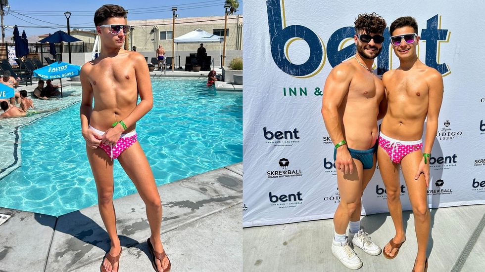 Ricky and partner at a pool party