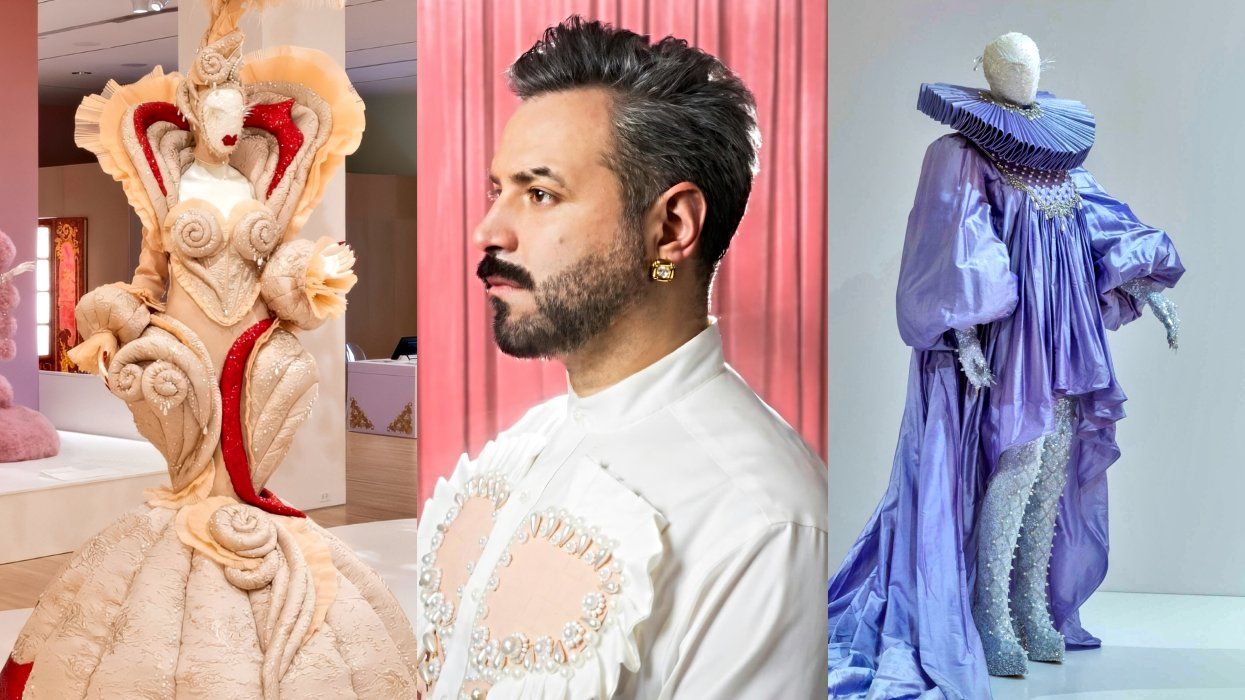 'Rocaille' gown for the Indianapolis Museum of Art at Newfields, 2024-2025; Diego Montoya portrait; Purple gown with cape, collar, and accessories commissioned by Sasha Velour, 2019.