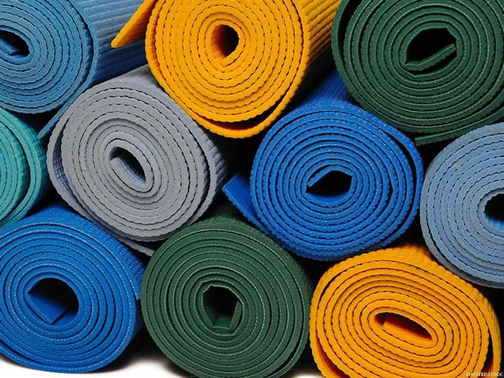 rolled up yoga mats