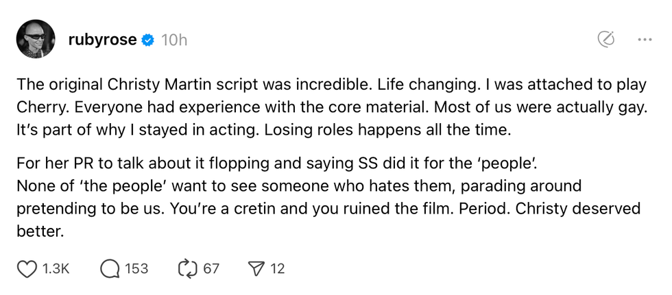 screenshot of Ruby Rose thread about Sydney Sweeney