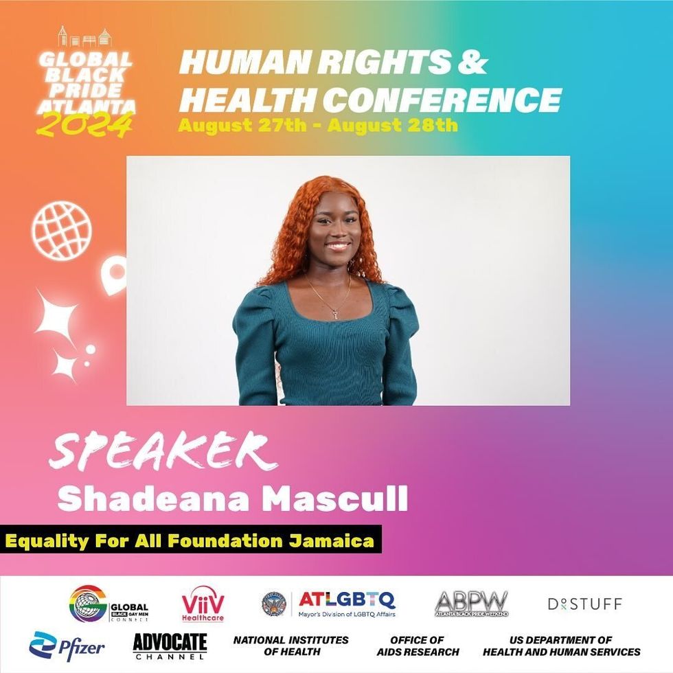 Shadeana Mascull against a colorful background.