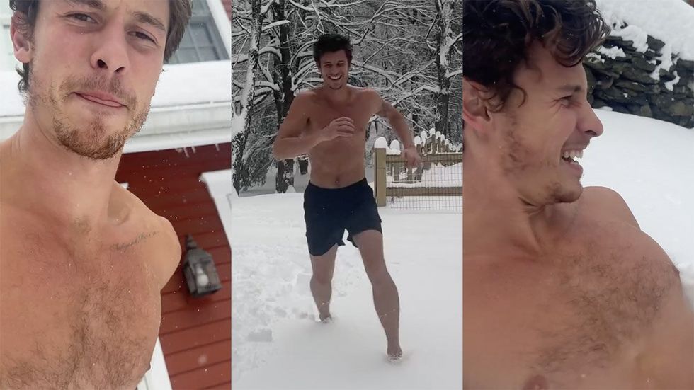 Shawn mendes plays in the snow