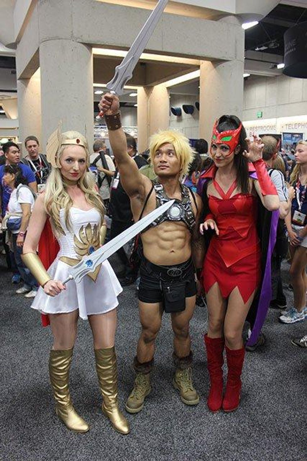 She-Ra, He-Man, and Catra at Comic-Con.