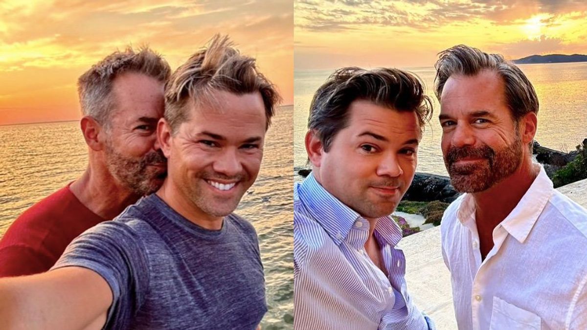 Side by side photos of Tuc Watkins and Andrew Rannells