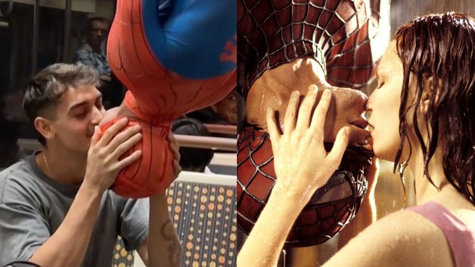 Spider-Man kissing