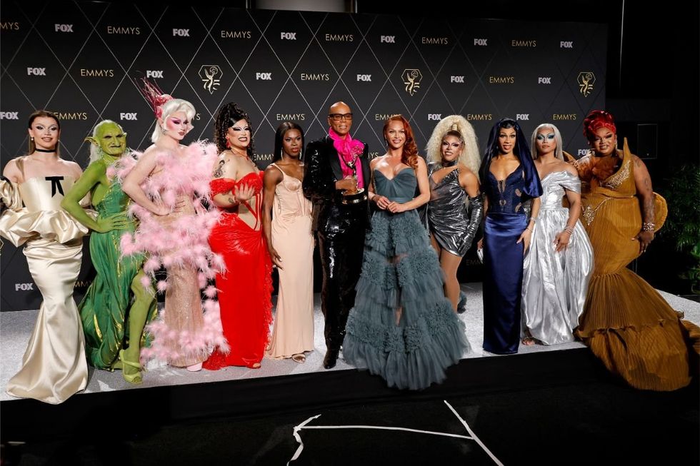 The cast of RuPaul\u2019s Drag Race season 15 attending the 75th Primetime Emmy Awards