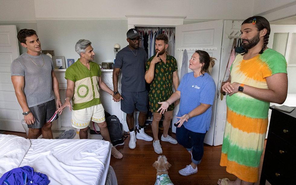 the fab five in a bedroom with hero