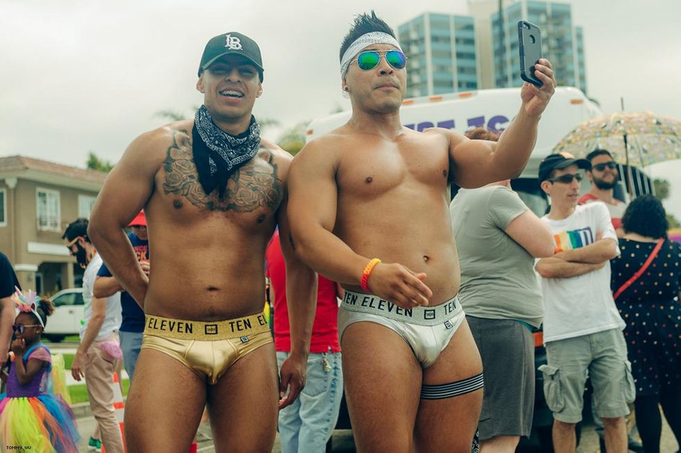 The marine layer did not prevent the guys and gals from dressing it up and taking it out onto the streets.