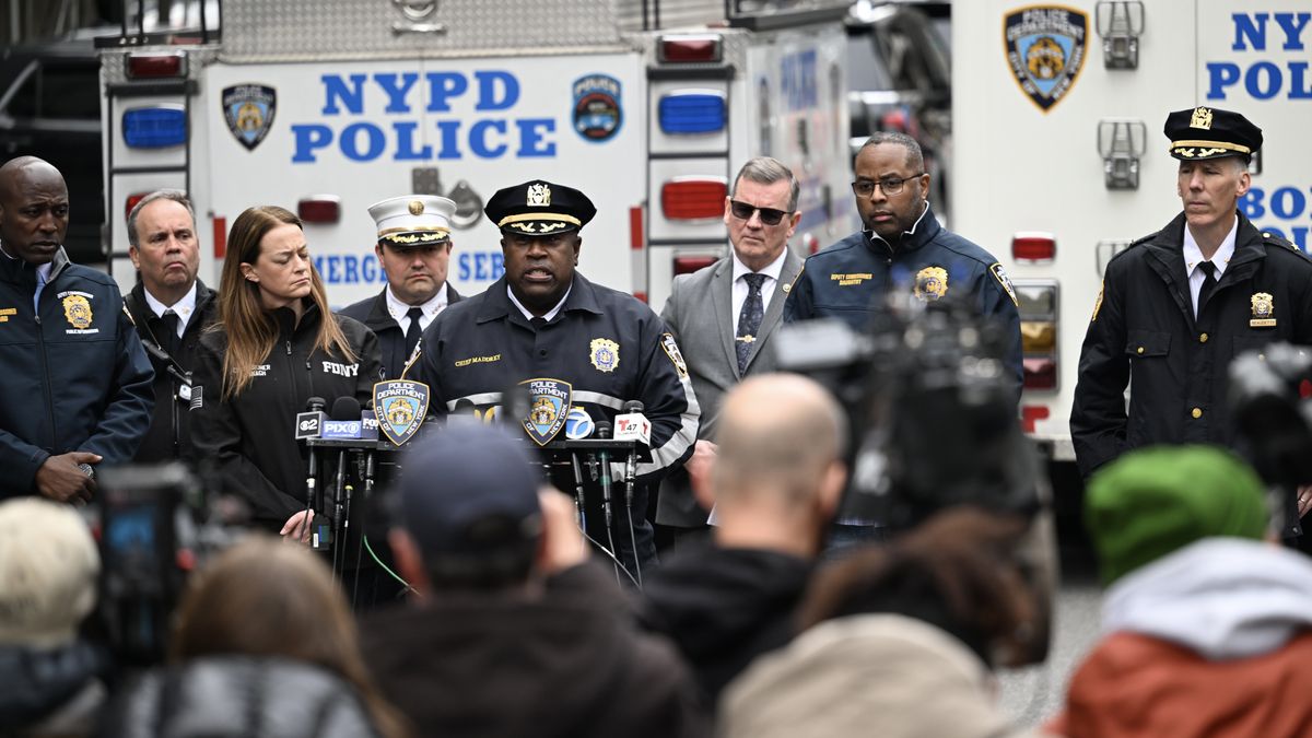 The New York Police Department held a press conference after a man set himself on fire outside of Donald Trump's hush money trial
