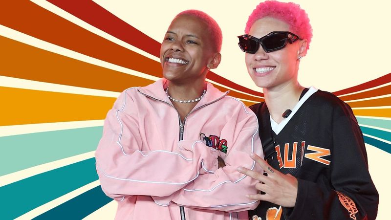 The Stud Budz on a rainbow background