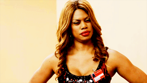 This is a GIF of Laverne Cox on Orange is the New Black.