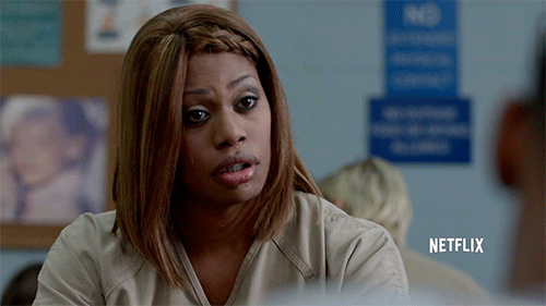 This is a GIF of Laverne Cox on Orange is the New Black.