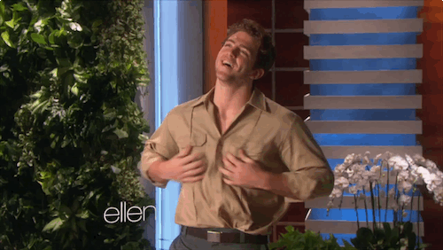 This is a GIF of Nick the gardener ripping off his shirt.