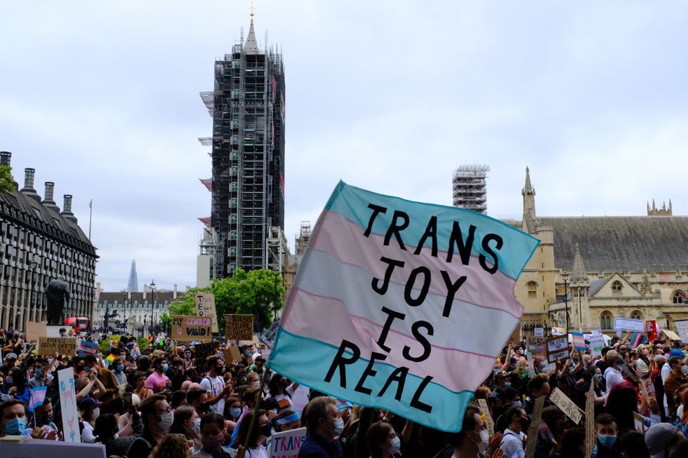 Trans rights protest on Parliament Square in London