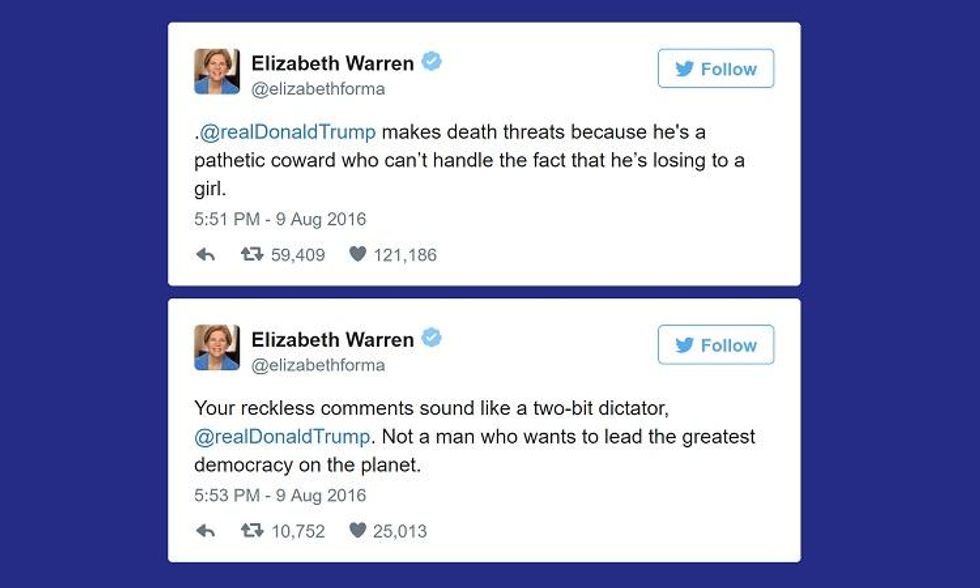 trump warren twitter