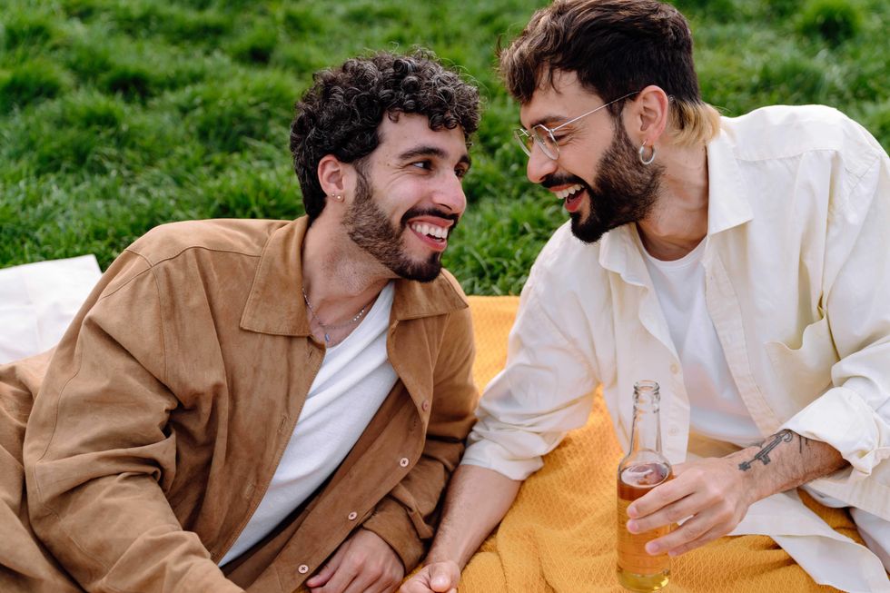 Two gay men having a picnic