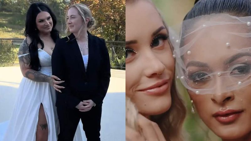 Two lesbian couples getting married