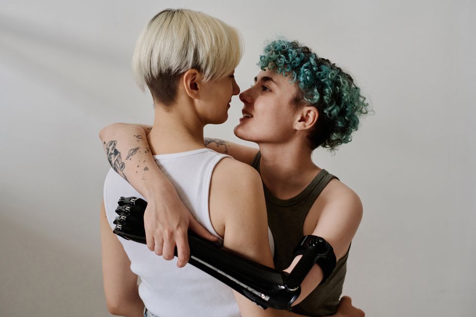 Two lesbians hugging