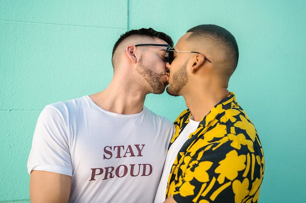 two men kissing