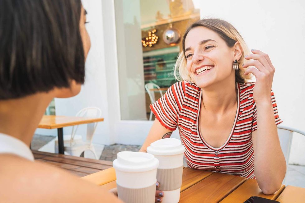 Two women having coffee