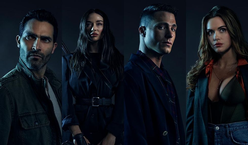 Tyler Hoechlin, Crystal Reed, Colton Haynes, and Holland Roden as their Teen Wolf characters