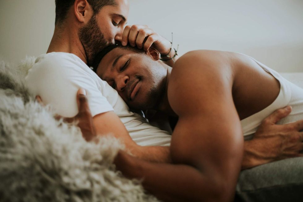\u200bGay couple cuddling.