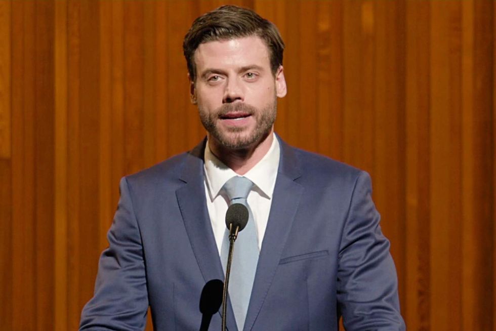 \u200bScott Hunter in 'Heated Rivalry' episode 6.