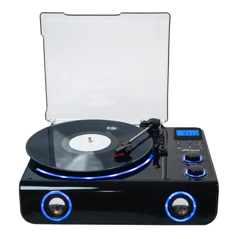 VICTOR - BEACON 5-IN-1 TURNTABLE SYSTEM WITH BLUE LED ACCENT LIGHTING