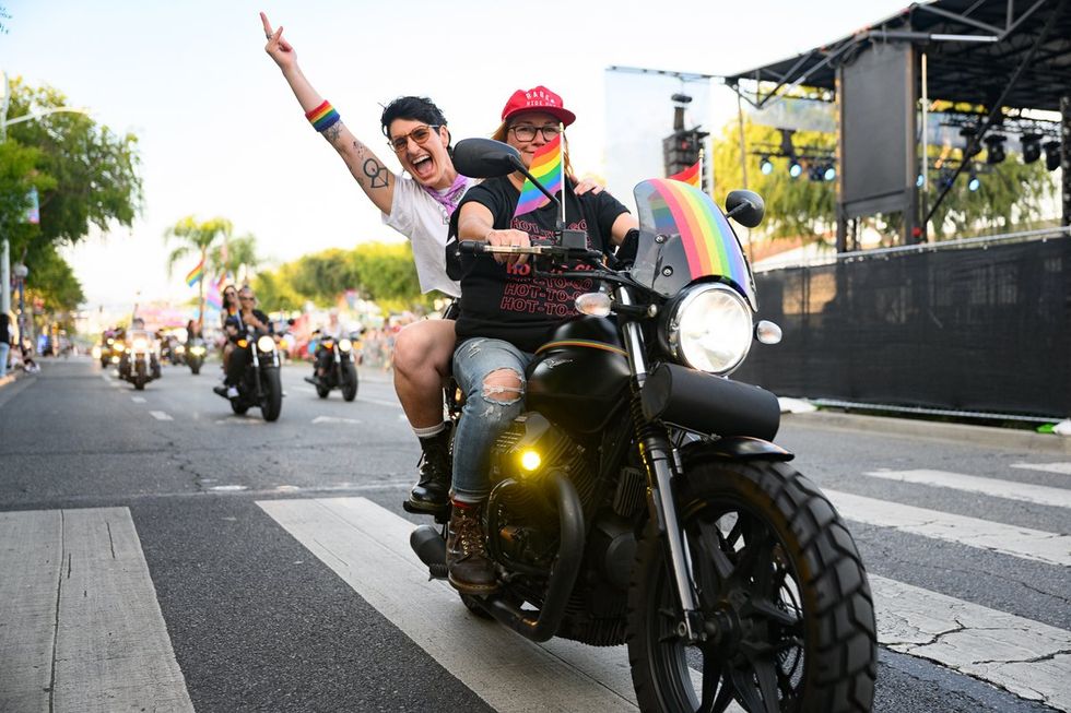 WeHo LGBTQIA Pride Dyke March Dykes on Bikes rally West Hollywood California May 2025