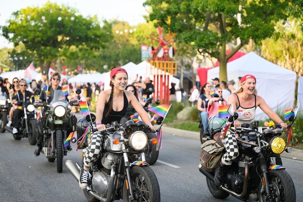 WeHo LGBTQIA Pride Dyke March Dykes on Bikes rally West Hollywood California May 2025