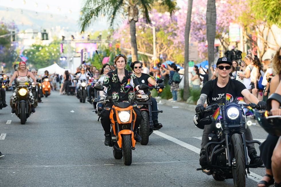 WeHo LGBTQIA Pride Dyke March Dykes on Bikes rally West Hollywood California May 2025