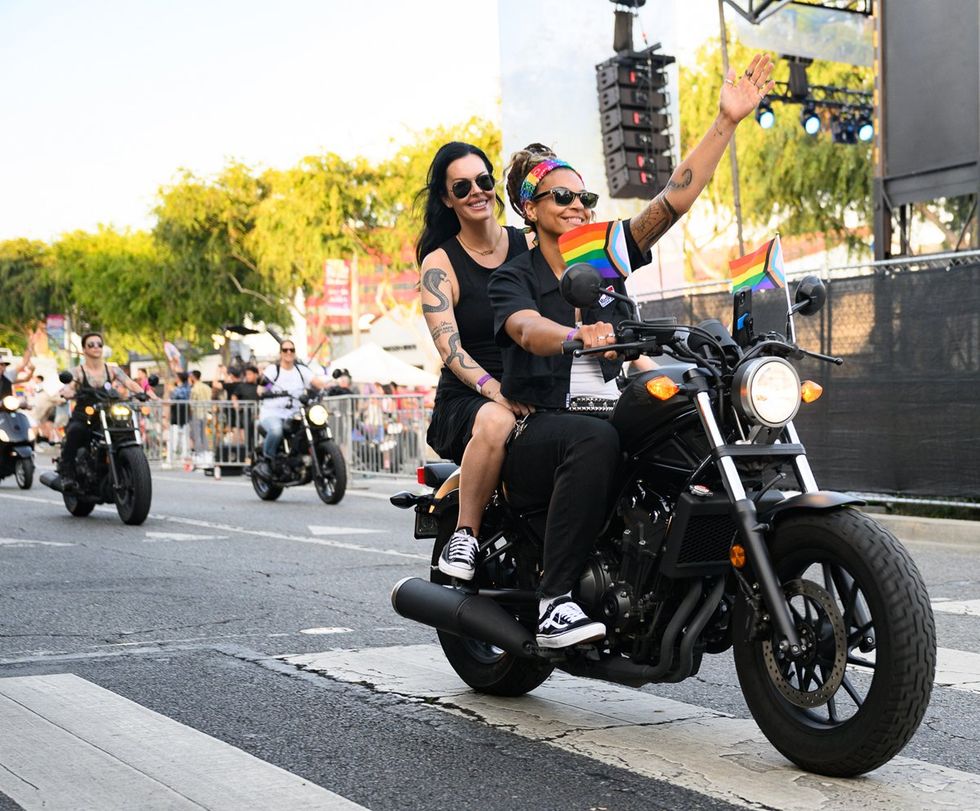 WeHo LGBTQIA Pride Dyke March Dykes on Bikes rally West Hollywood California May 2025