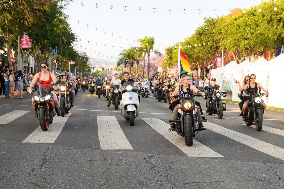 WeHo LGBTQIA Pride Dyke March Dykes on Bikes rally West Hollywood California May 2025