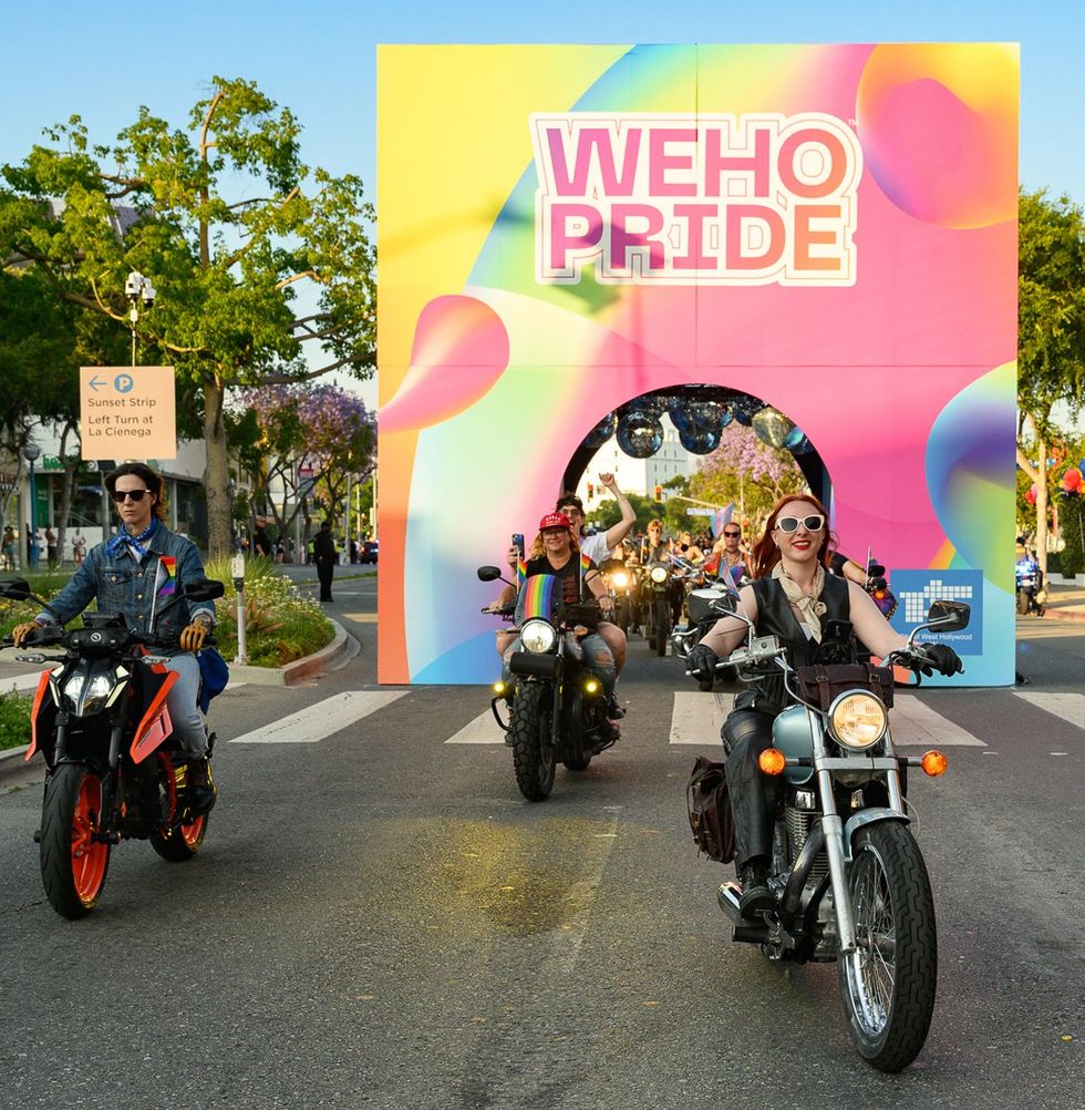 WeHo LGBTQIA Pride Dyke March Dykes on Bikes rally West Hollywood California May 2025