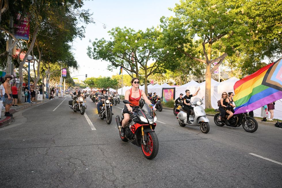 WeHo LGBTQIA Pride Dyke March Dykes on Bikes rally West Hollywood California May 2025