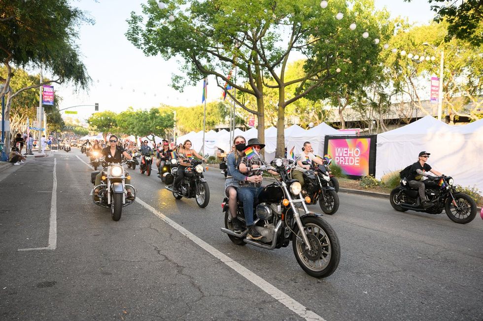 WeHo LGBTQIA Pride Dyke March Dykes on Bikes rally West Hollywood California May 2025