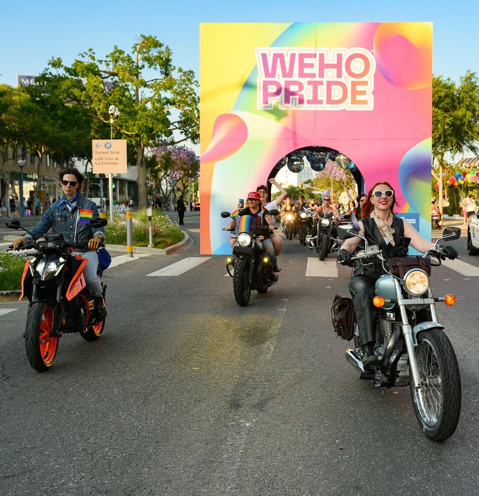 WeHo LGBTQIA Pride Dyke March Dykes on Bikes rally West Hollywood California May 2025