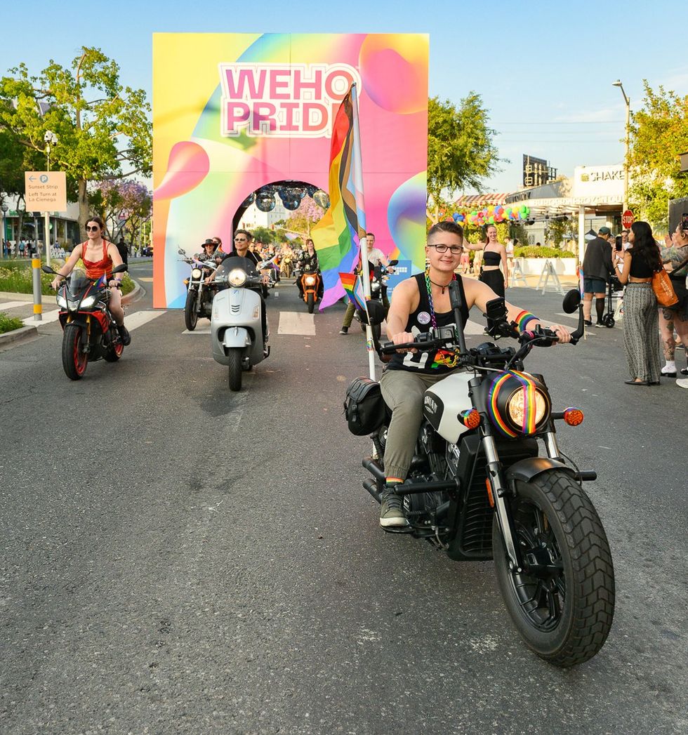 WeHo LGBTQIA Pride Dyke March Dykes on Bikes rally West Hollywood California May 2025